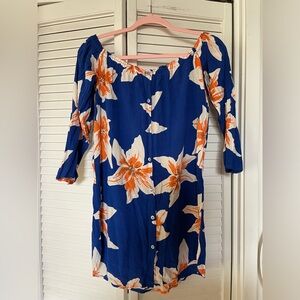 Ava Sky Lily Print Dress Small